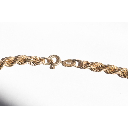 38 - 9 Carat Yellow Gold Rope Chain Necklace 52cm Long