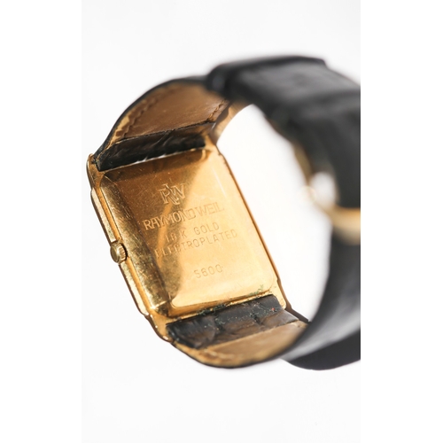 39 - Raymond Weil Geneve Swiss Made Unisex Quartz Wristwatch, 18 Carat Gold Electroplated, Roman Numerals... 