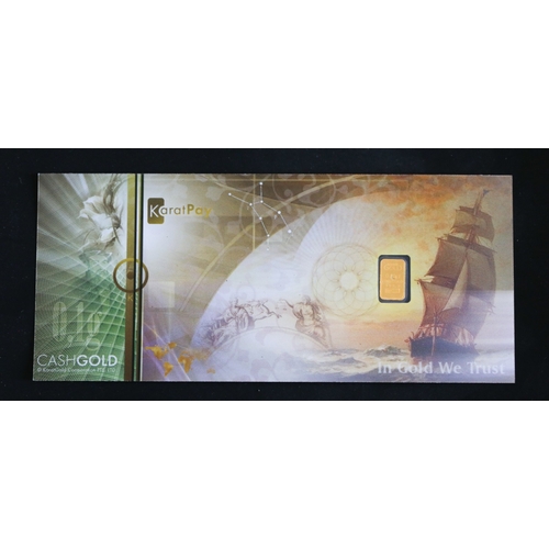 0.1g Fine 999,9 Gold Bar Laminated CashGold Note