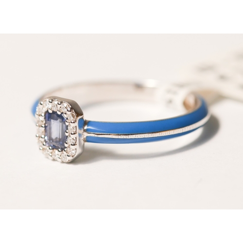 49 - Attractively Detailed Sapphire Centre Stone Ring with Diamond Set Halo Surround, Mounted in 18 Carat... 