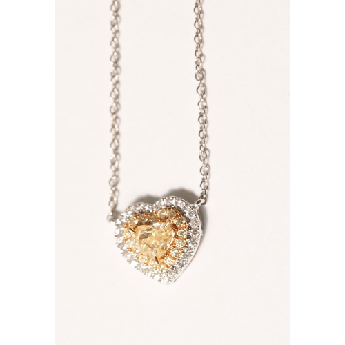 51 - Finely Detailed, Fancy Yellow Heart Diamond Set Pendant Necklace with Yellow and White Diamond Set D... 