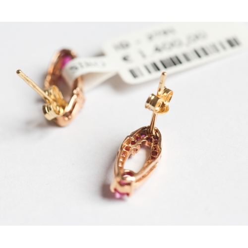 54 - Pair of Finely Detailed, Polished Cabochon Cut Ruby Set Earrings with Further Ruby and Diamond Set S... 