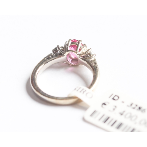 55 - Ruby Set Ring with Diamonds Set to Shoulders, Mounted in 18 Carat White Gold, Total Ruby Carat Weigh... 