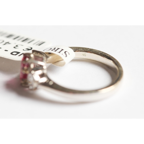 55 - Ruby Set Ring with Diamonds Set to Shoulders, Mounted in 18 Carat White Gold, Total Ruby Carat Weigh... 