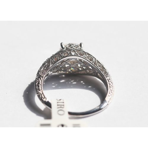 58 - Finely Detailed, Diamond Solitaire Ring with Further Diamonds Set to Shoulders, Filigree Motifs Moun... 