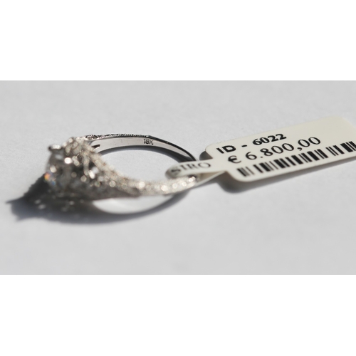 58 - Finely Detailed, Diamond Solitaire Ring with Further Diamonds Set to Shoulders, Filigree Motifs Moun... 