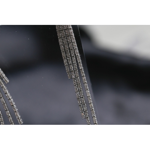59 - Pair of Attractively Detailed, Diamond Set Four Row Graduated Form Drop Earrings, Mounted in 18 Cara... 