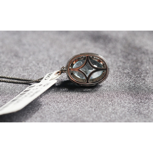 60 - Finely Detailed, Aquamarine Set Pendant with Diamond Set Halo and Further Diamond Insets to Bail, Mo... 