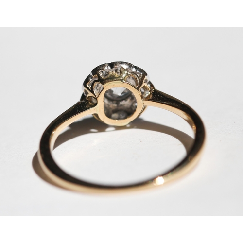 8 - Diamond Bezel Set Centre Stone Ring with Further Diamond Set Halo, Mounted in 18 Carat Yellow Gold, ... 