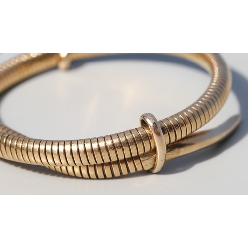 1 - Finely Detailed, Vintage Serpent Motif Wrap Around Bangle Bracelet with Incised Floral Motifs and Di... 