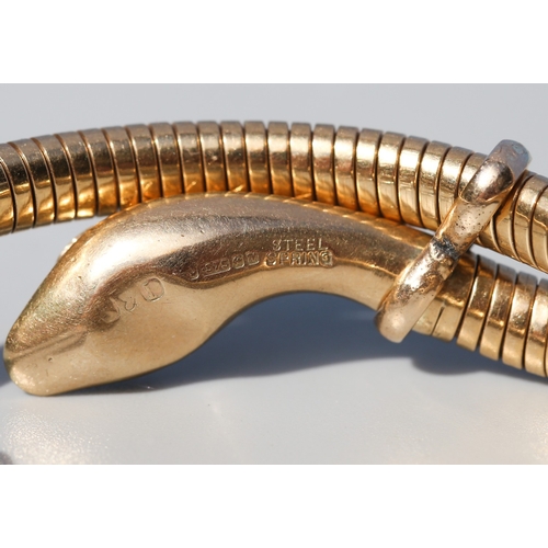 1 - Finely Detailed, Vintage Serpent Motif Wrap Around Bangle Bracelet with Incised Floral Motifs and Di... 
