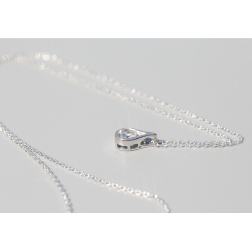 10 - Gemset Tear Drop Pendant, Mounted in 9 Carat White Gold 1cm Set on Sterling Silver Chain 42cm Long