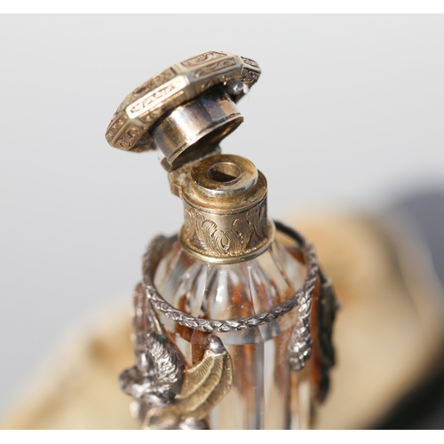 13 - Victorian Silver Mounted Dragon and Serpent Motif Decorated Ladies Scent Bottle with Ducal Coronet t... 