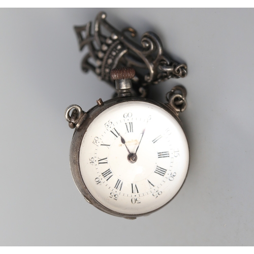 15 - Antique Silver Globe Watch with Marie Antoinette Repeated Initials Verso, Royal Coronet Detail, Good... 