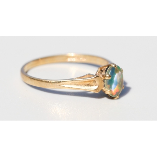 19 - Layered Opal Set Single Stone Ring, Mounted in 9 Carat Yellow Gold, Ring Size P