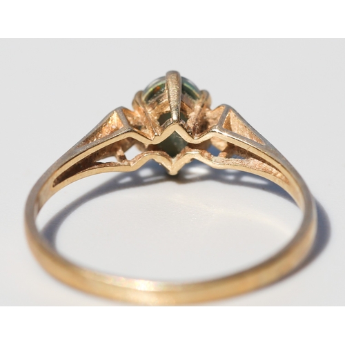 19 - Layered Opal Set Single Stone Ring, Mounted in 9 Carat Yellow Gold, Ring Size P