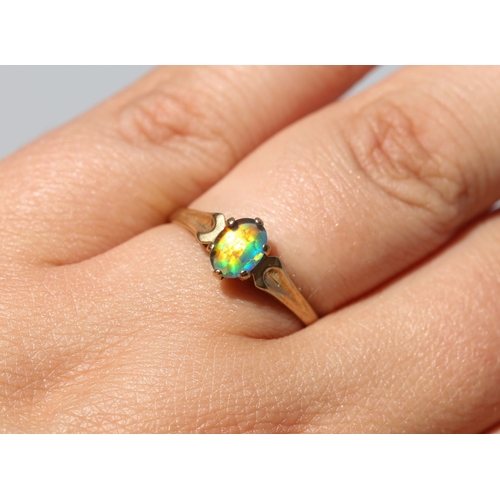 19 - Layered Opal Set Single Stone Ring, Mounted in 9 Carat Yellow Gold, Ring Size P