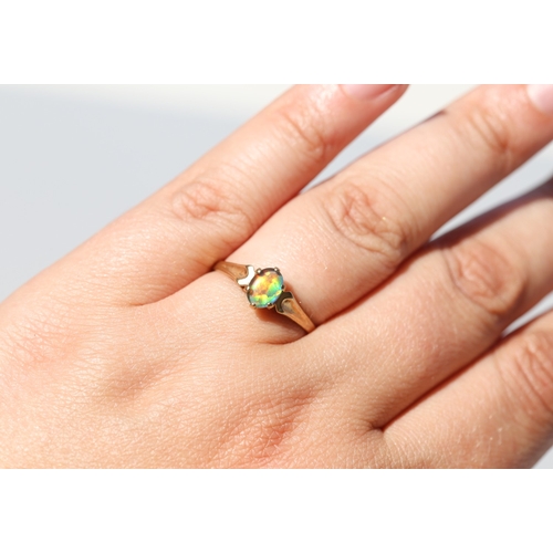 19 - Layered Opal Set Single Stone Ring, Mounted in 9 Carat Yellow Gold, Ring Size P