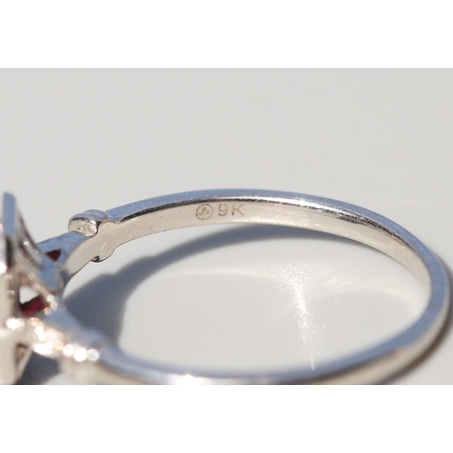 2 - Attractively Detailed, Ruby Set Ring with Diamond Set Surround and Further Diamond Inset to Shoulder... 