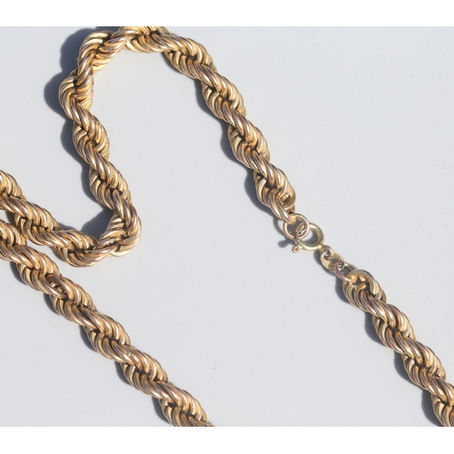 21 - 9 Carat Yellow Gold Rope Chain Necklace of Good Size, 60cm Long and 9mm Wide