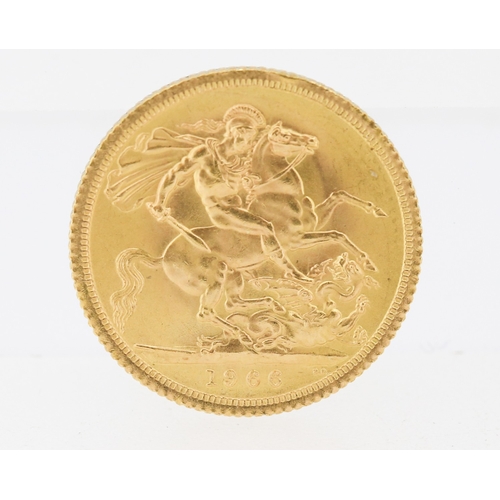 22 Carat Gold Full Sovereign, Queen Elizabeth II 1966