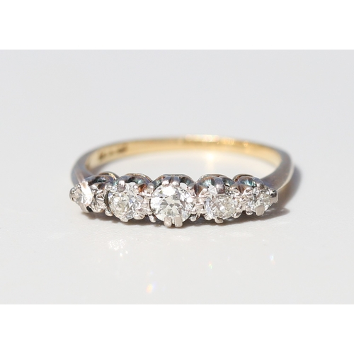 39 - Diamond Set Five Stone Graduated Form Ring, Mounted in 18 Carat Yellow Gold, Ring Size K and a Half