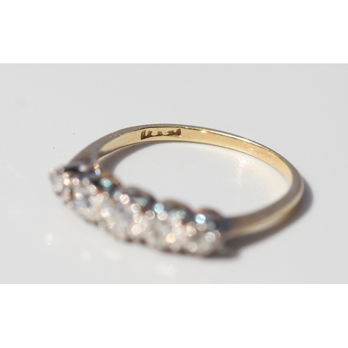 39 - Diamond Set Five Stone Graduated Form Ring, Mounted in 18 Carat Yellow Gold, Ring Size K and a Half