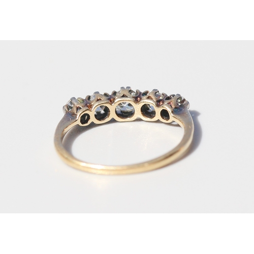 39 - Diamond Set Five Stone Graduated Form Ring, Mounted in 18 Carat Yellow Gold, Ring Size K and a Half