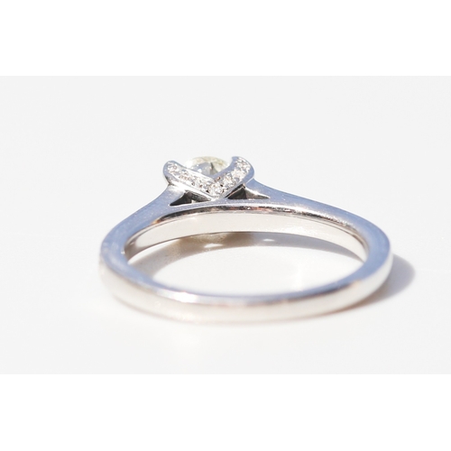 41 - Diamond Solitaire Ring, Four Claw Set Mounted in 18 Carat White Gold with Further Diamond Inset to S... 