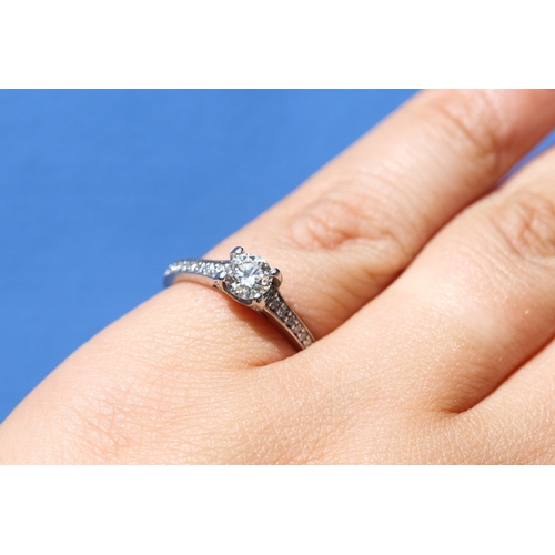 41 - Diamond Solitaire Ring, Four Claw Set Mounted in 18 Carat White Gold with Further Diamond Inset to S... 