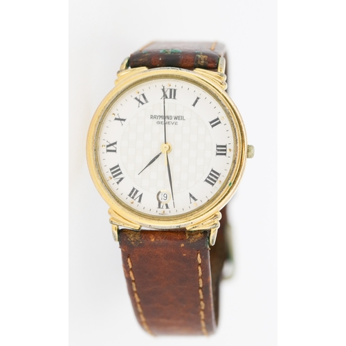 Raymond Weil Swiss Made Gentleman's Wrist Watch, Checkered Dial, Roman Numerals with Date Aperture