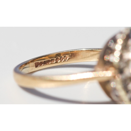 44 - Opal Set Ring with Diamond Inset Surround Mounted in 9 Carat Yellow Gold Ring Size K and a Half