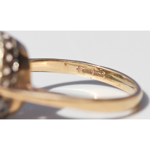44 - Opal Set Ring with Diamond Inset Surround Mounted in 9 Carat Yellow Gold Ring Size K and a Half