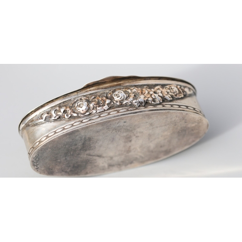 46 - Silver Desk Box with Cupid Motif Decoration, Tortoiseshell Lined Interior 9cm Wide, 5cm Deep and 2.5... 