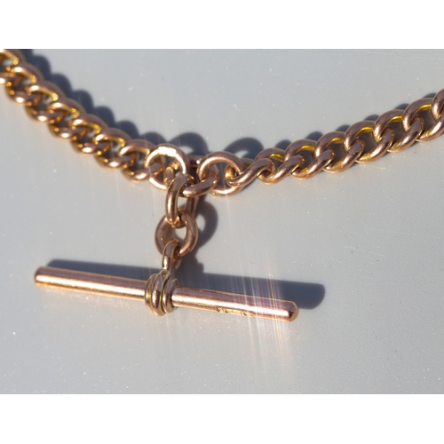 5 - 9 Carat Rose Gold Curb Link T-Bar Chain Necklace, 48cm Long - Matching Lot 6