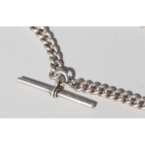 53 - Sterling Silver Graduated Form T-Bar Pocket Watch Chain 33cm Long with Irish Sterling Silver Celtic ... 
