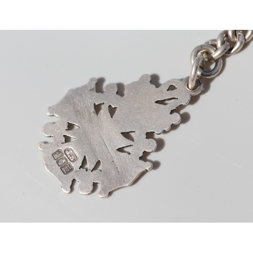 53 - Sterling Silver Graduated Form T-Bar Pocket Watch Chain 33cm Long with Irish Sterling Silver Celtic ... 
