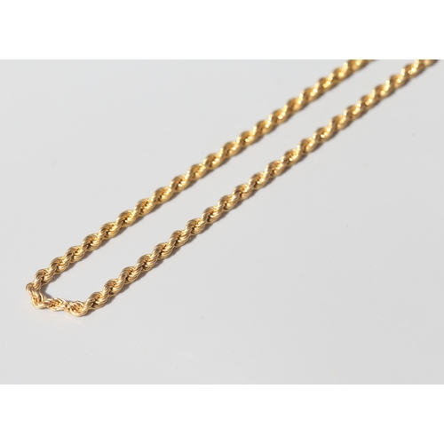 54 - 9 Carat Yellow Gold Rope Chain Necklace, 50cm Long