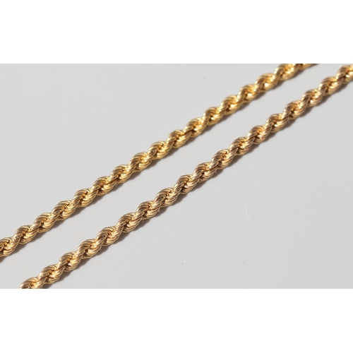 54 - 9 Carat Yellow Gold Rope Chain Necklace, 50cm Long