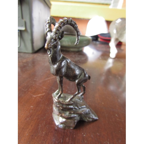Bronze Sculpture of Stag on Rock Motif Base Approximately 4cm High
