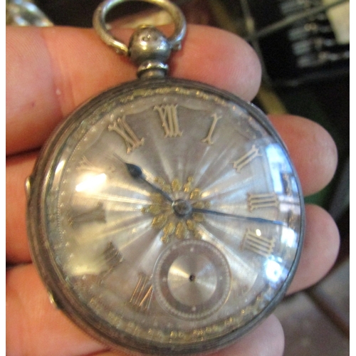 Antique Silver Cased Polished and Engraved Silver Dial Half Hunter Pocket Watch