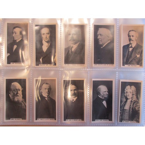 7 - Coln. of mainly complete sets, in 2 albums, in variable cond., incl. Carreras British Prime Minister... 