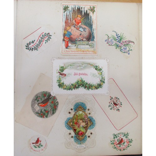 120 - Ephemera. Victorian scrap albums. A lovely coln. of 10 albums and loose scraps incl. a leatherbound ... 