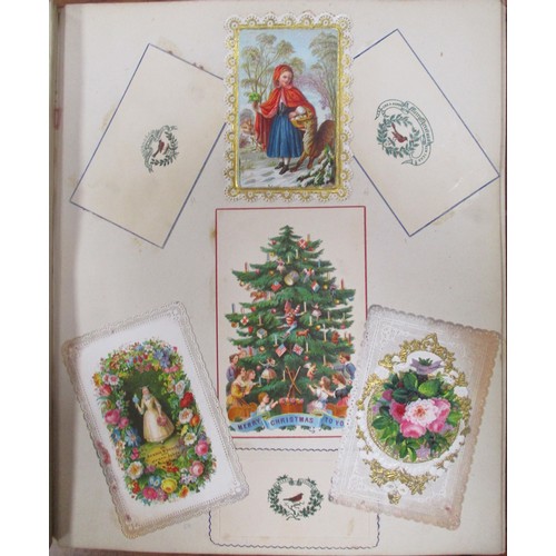 120 - Ephemera. Victorian scrap albums. A lovely coln. of 10 albums and loose scraps incl. a leatherbound ... 