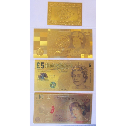 125 - Range on leaves with £5 O'Brien blue H83 fair, Page Britannia 74D fair, Gill Wellington SD36 very fi... 