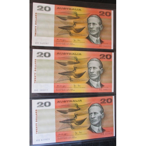 142 - Australia. 1960's onwards $20 collection in album generally extremely fine/ uncirculated with 1966-6... 