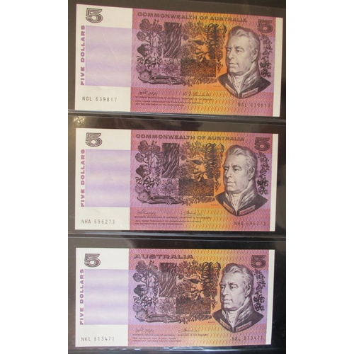 143 - Australia. Collection of 1960's/ 1970's $5 generally extremely fine/ uncirculated with 1966-67 Coomb... 