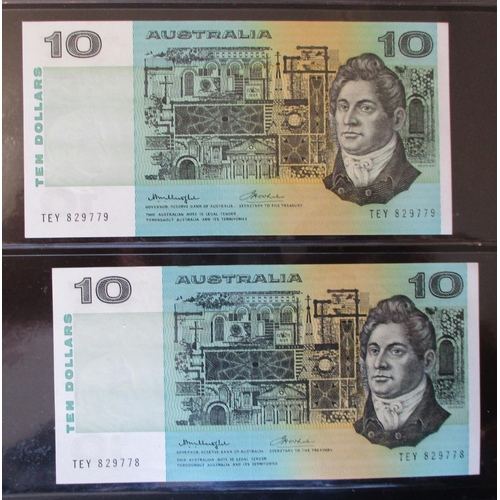 145 - Australia. Collection of 1960's onwards $10 generally extremely fine/ uncirculated with 1966-67 Coom... 