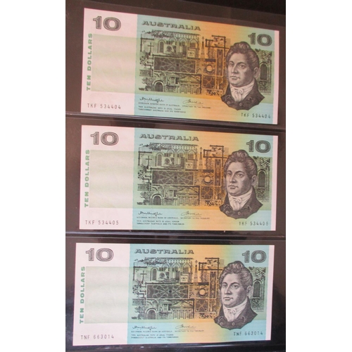 145 - Australia. Collection of 1960's onwards $10 generally extremely fine/ uncirculated with 1966-67 Coom... 