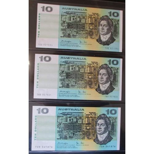 145 - Australia. Collection of 1960's onwards $10 generally extremely fine/ uncirculated with 1966-67 Coom... 